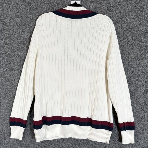 Brooks Brothers V Neck Cotton Tennis Sweater - Men's Size XL - Cream - Picture 4 of 7